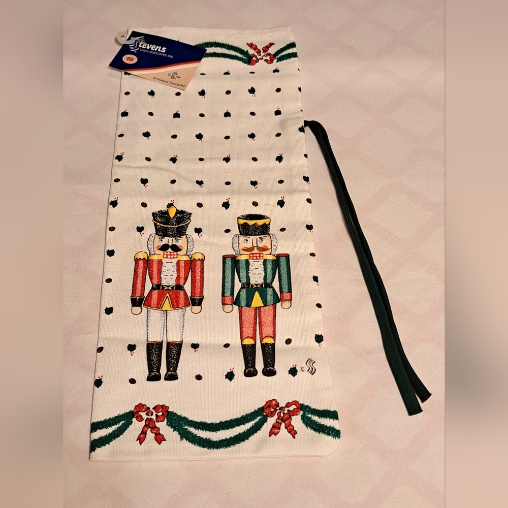 Vintage Cloth Wine Bottle Bag Nutcracker Decor NEW! 1988